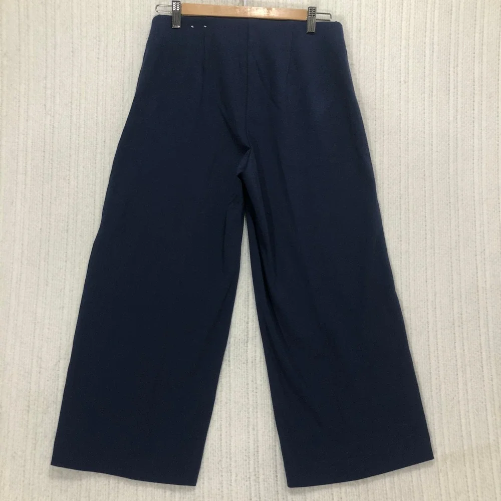 Chicos Fabulously Slimming Crop Pants Navy Blue Wide‎ Leg Pull On Size 0 Small